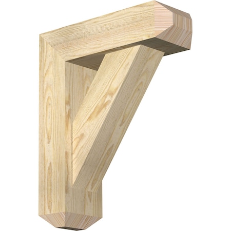 Ekena Millwork Traditional Craftsman Rough Sawn Bracket w/ Offset Brace, Douglas Fir, 6"W x 18"D x 22"H BKT0604X18X22TRA04RDF